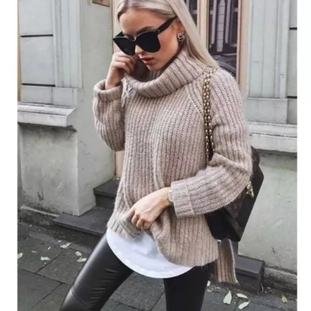 Cozy Beige Turtleneck Sweater
